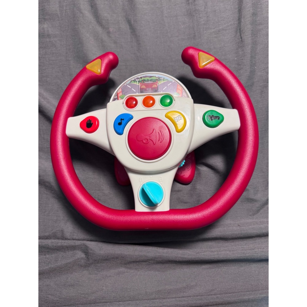 Battat Geared to Steer Interactive Driving Wheel Toy with Lights and Sounds Red‎